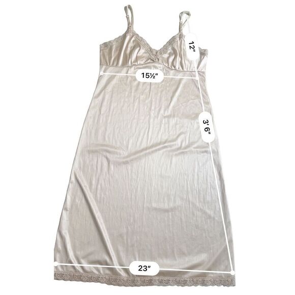 L’eggs  Slip Nightgown Ivory Lace Dress Beige Size S - Picture 4 of 8